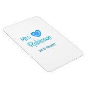 Bride zu Mrs. Name Datum blau Herz Wassercolo Magnet (Rechte Seite)