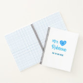 Bride zu Mrs. Name Datum blau Herz Wassercolo Notizblock (Innenseite)