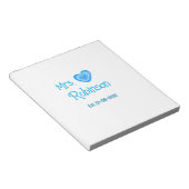 Bride zu Mrs. Name Datum blau Herz Wassercolo Notizblock (angewinkelt)