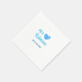Bride zu Mrs. Name Datum blau Herz Wassercolo Serviette (Ecke)