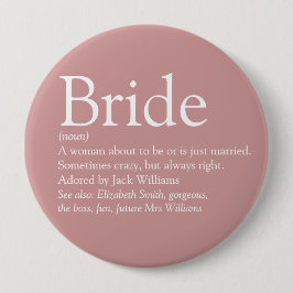 Bridedefinition, Brautparty Spaß Girly Pink Button