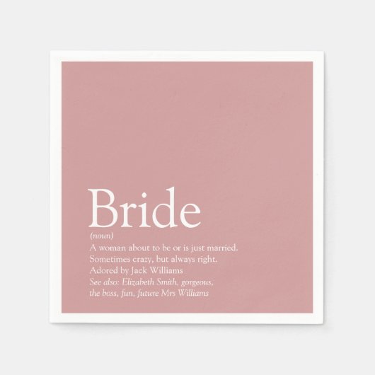 Bridedefinition, Brautparty Spaß Girly Pink Serviette (Vorderseite)
