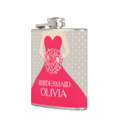 Bridemaid Rotes Kleid mit dem Namen angesagt Flasc Flachmann (Links)