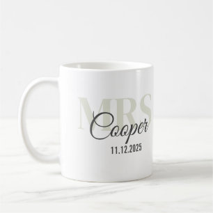 Bridenname mit dem Hochzeitdatum Weißer Text-Coff Kaffeetasse
