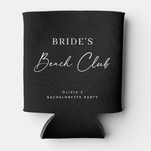 Brides Beach Club | Minimalist Black Bachelorette Dosenkühler (Vorderseite)