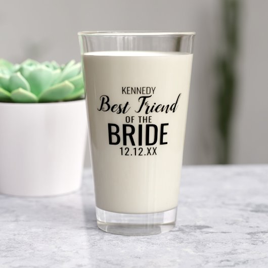 Brides bester Freund Name Keepake Glass Glas