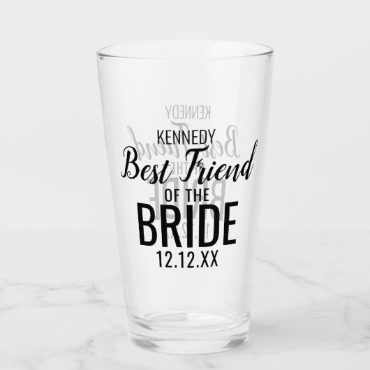 Brides bester Freund Name Keepake Glass Glas (Vorderseite)