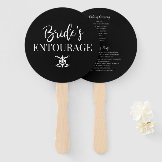 Bride's Entourage | Hochzeitsprogramm für Bridesma Fächer (Vorne und Hinten)