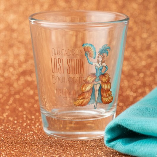 Bride's Final Show Art Deco Showgirl Bachelorette Schnapsglas