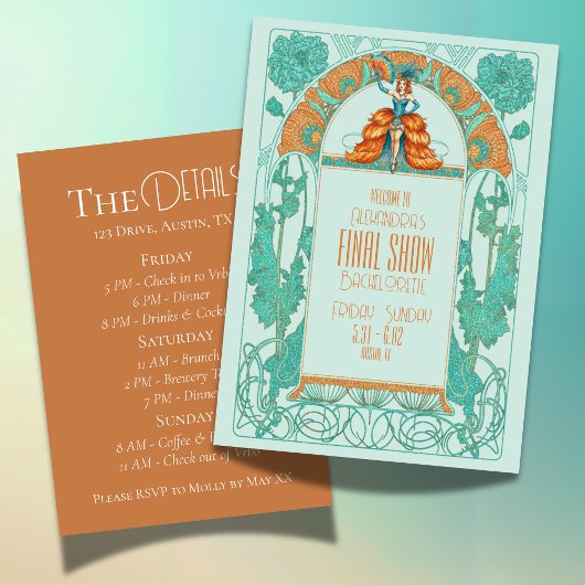 Bride's Final Show Showgirl Bachelorette Tour Einladung