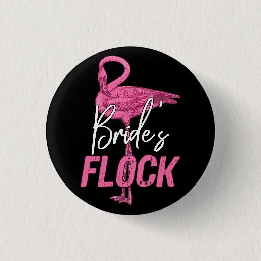 Bride's Flock, Flamingo Bridesmaid Brautparty Button (Vorderseite)