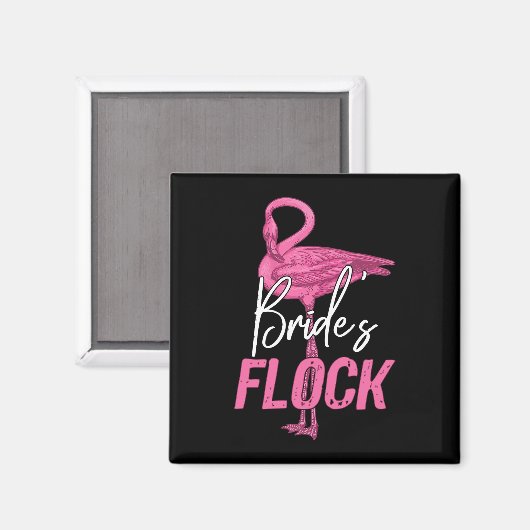 Bride's Flock, Flamingo Bridesmaid Brautparty Magnet (Vorderseite/Rückseite)