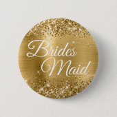 Brides Maid Glittery Gold Foil Button (Vorderseite)