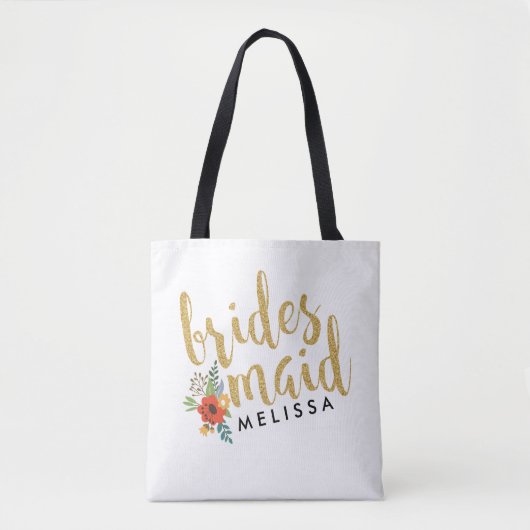 Brides Maid Gold Glitzer Skripttext Tasche (Vorderseite)