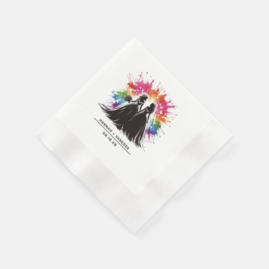 Brides Rainbow Burst Wedding Serviette (Ecke)