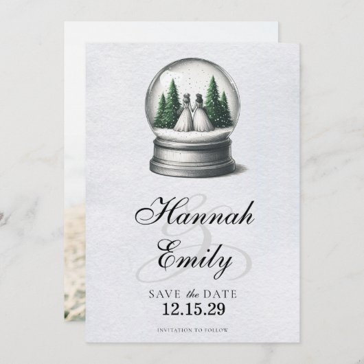 Brides Snow Globe Save The Date (Vorne/Hinten)