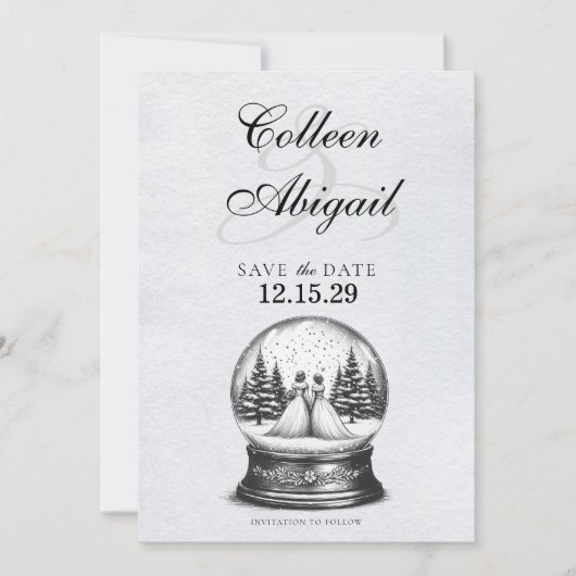 Brides Snow Globe Save The Date (Vorderseite)