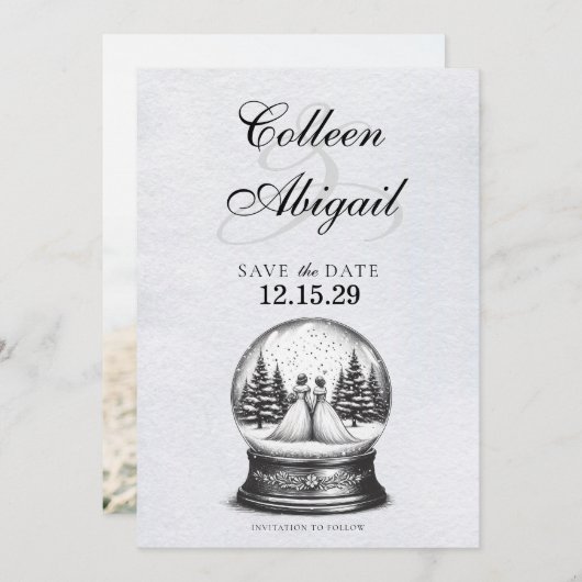 Brides Snow Globe Save The Date (Vorne/Hinten)