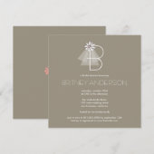 Bride's Veil Daisy Blume Monogram Brautparty Einladung (Vorne/Hinten)