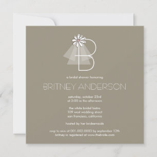 Bride's Veil Daisy Blume Monogram Brautparty Einladung