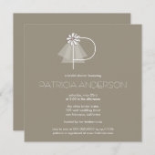 Bride's Veil Daisy Blume Monogram Brautparty Einladung (Vorne/Hinten)