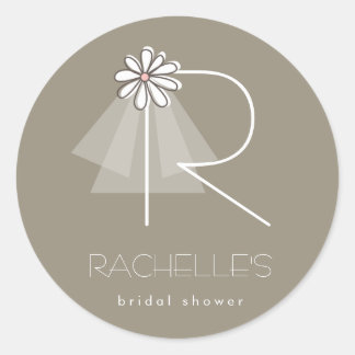 Bride's Veil Daisy Monogram Brautparty Sticker