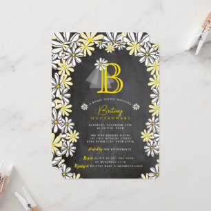 Bride's Veil Monogram Chalkboard-Brautparty Einladung