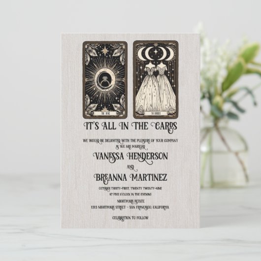 Brides Wedding Tarot Einladung (Stehend Vorderseite)