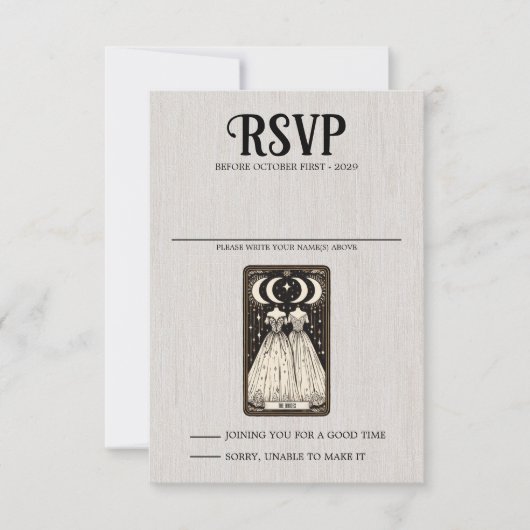Brides Wedding Tarot RSVP Karte (Vorderseite)