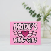 Brides Wing-Girl-Junggeselinnen-Abschied Postkarte (Stehend Vorderseite)