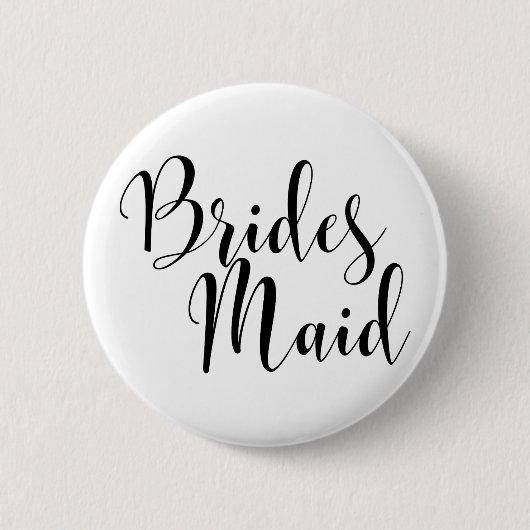 Bridesmaid 1 Modern Black Script Typografie (30) Button (Vorderseite)