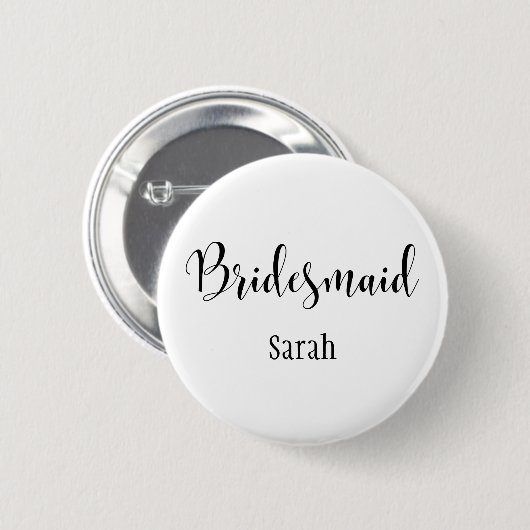 Bridesmaid 2 Black Script Typografie w/ Name (30) Button (Vorne & Hinten)