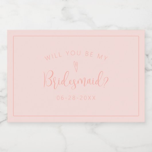 Bridesmaid-Anfrage Mini-Getränkedosen Schaumweinetikett (Einzelnes Label)
