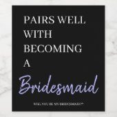 Bridesmaid-Ankündigung Weinetikett (Einzelnes Label)
