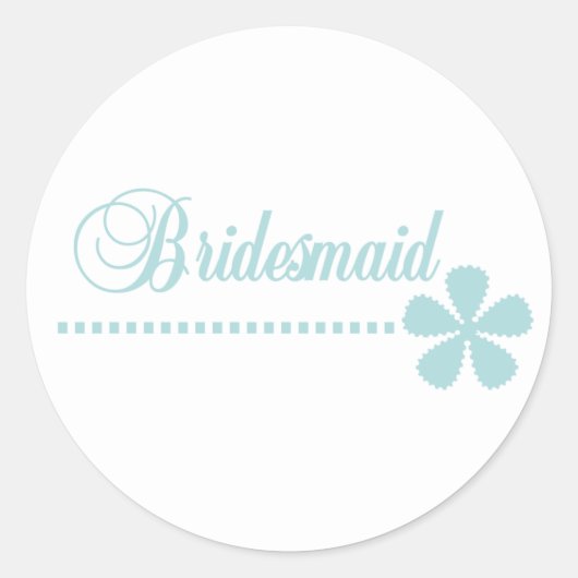 Bridesmaid Aquamarin Elegante Runder Aufkleber (Vorderseite)