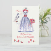 Bridesmaid AtReifen Card Einladung (Stehend Vorderseite)