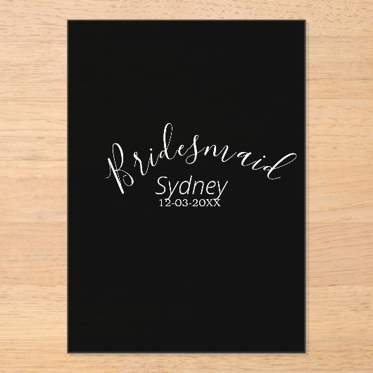 Bridesmaid bachelorette party add name modern acryleinladungen (Vorderseite)