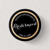 Bridesmaid Bachelorette, Schwarzer Glitzer Button (Vorderseite)