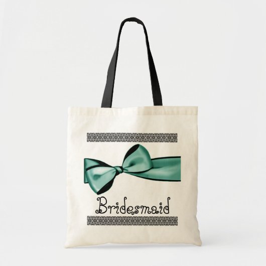 Bridesmaid Bag Mint Green Faux Satin Bow and Lace Tragetasche (Vorne)
