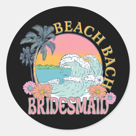 Bridesmaid Beach Bach Bride Squad Retro Bacheloret Runder Aufkleber (Vorderseite)