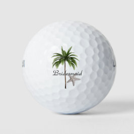Bridesmaid Beach Palm Tree Wedding Golf Balls Golfball