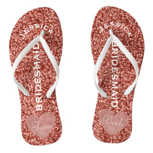 Bridesmaid Beach Wedding   Team Bride Rose Gold Badesandalen