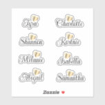 Bridesmaid benennt Personalisierte Decal Vinyl Sti Aufkleber<br><div class="desc">Elegante und einzigartige Schrift-Braut personalisierte Namen mit einem glänzenden goldenen Herz-Vinyl Aufkleber. Diese können für Hochzeitsmädchen verwendet werden, um Geschenke, Handwerk, Schreibwaren, Scrapbooking und vieles mehr zu bevorzugen. Wenn Sie sich bewegen oder das goldene Herz entfernen müssen, klicken Sie auf Personalisieren und klicken Sie dann auf den Link "Dieses Design...</div>