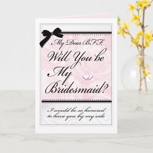 Bridesmaid BESTE FREUNDIN Best Friend Forever Rose Karte (Gelbe Blume)