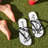Bridesmaid Black and White Script Flip Flops Badesandalen