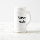 Bridesmaid Black Elegant Script Geschenke Hochzeit Bierglas (VorderseiteRechts)