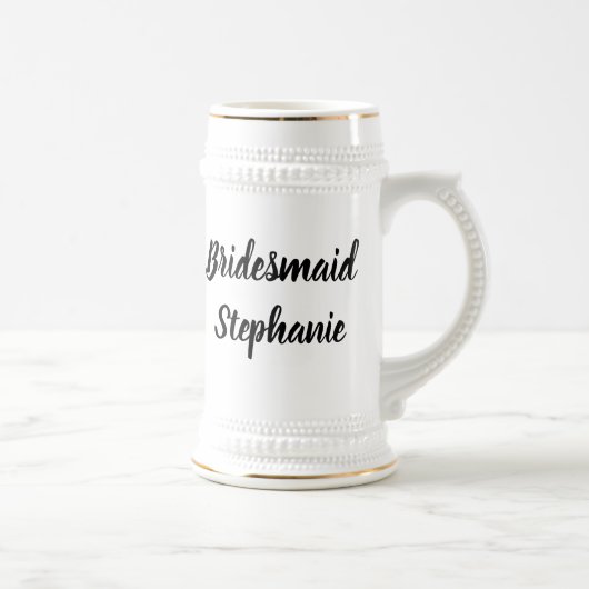 Bridesmaid Black Elegant Script Geschenke Hochzeit Bierglas (Rechts)