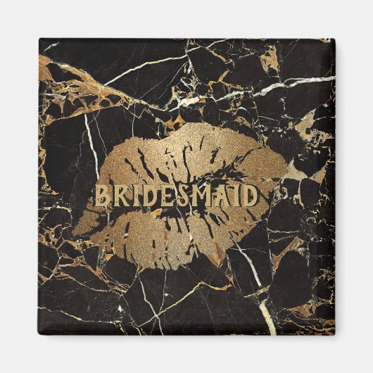 Bridesmaid Black Gold Marble Lips Personalisiert Magnet (Vorne)