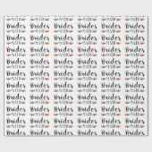 Bridesmaid Black Modern Text & Blume Muster Geschenkpapier (Flach)