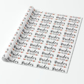 Bridesmaid Black Modern Text & Blume Muster Geschenkpapier (Ungerollt)